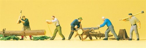 Preiser 10495 Skovarbejdere med træstammer, 5 stk. H0