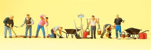 Preiser 10546 Aslfaltarbejdere, syv figurer med tilbehør, H0