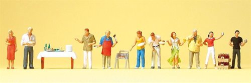 Preiser 10553 Grillparty i haven, 10 figurer med tilbehør, H0