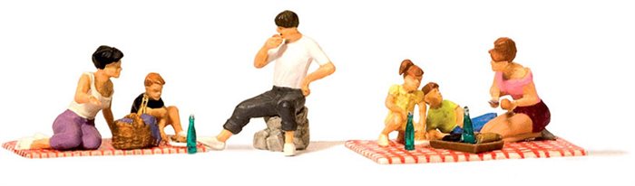 Preiser 10617 Picnic, 6 figurer med tilbehør, H0 