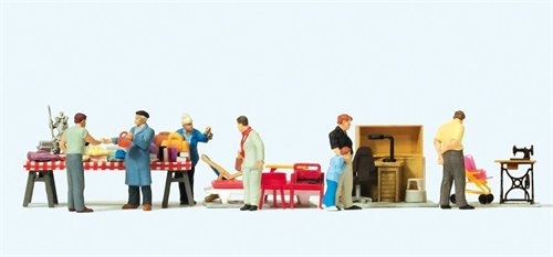 Preiser 10623 Loppemarked, syv figurer med tilbehør, H0