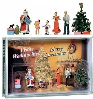 Preiser 10652 Julescene med julemand, træ og familie, H0