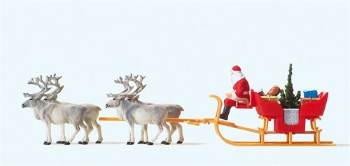 Preiser 30399 Julemand med kane og fire rensdyr, H0