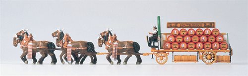 Preiser 30438 Bryggerivogn »Spatenbräu«, Færdigmodel, 7 figurer med tilbehør, H0 