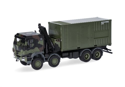 Herpa 747288-002 Iveco Trakker 8x8 Lastbil med kran og 20 ft. container "Bundeswehr"