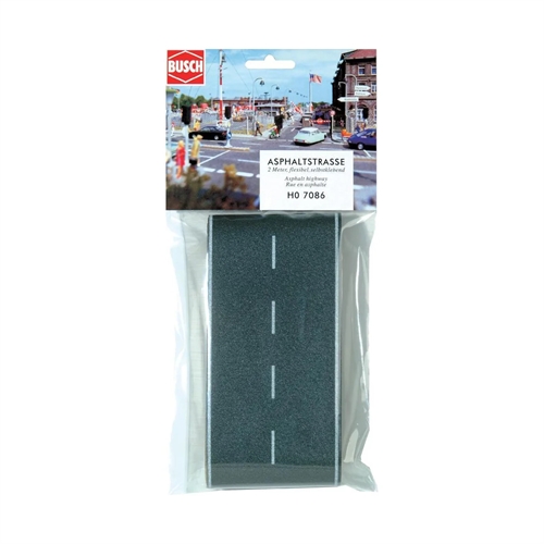 Busch 7086 H0 Asfalteret vej (L x B) 2000 mm x 80 mm 