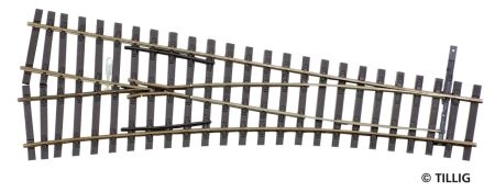 Tillig 85324 Venstre sporskifte, frøvinkel 15°, afgrening 15°, radius 484, længde 178 mm