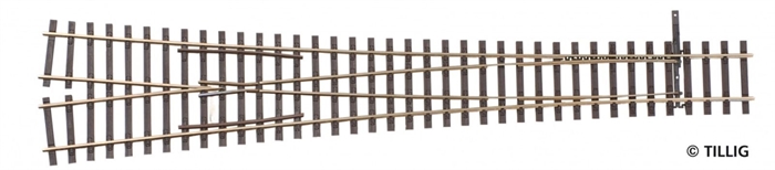 Tillig 85383 Udvendig kurvesporskifte, frøvinkel 9°, afgrening 12°, radius 2,707