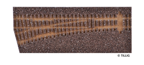 Tillig 86512 Sporbedding elite mørk (brun)  - for venstre punkter 15°