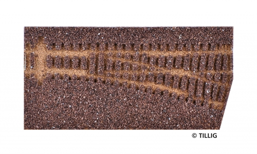 Tillig 86513 Sporbedding elite mørk (brun)  - for højre punkter 15°