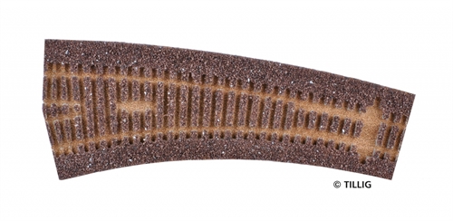 Tillig 86518 Sporbedding elite mørk (brun)  - for højrebuede punkter 15°