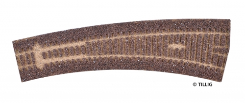 Tillig 86523 Sporbedding elite mørk (brun)  - for højre buede punkter 17°