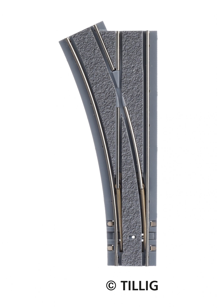 Tillig 87084 Sporskifte uden sveller, højre R250/25° H0m