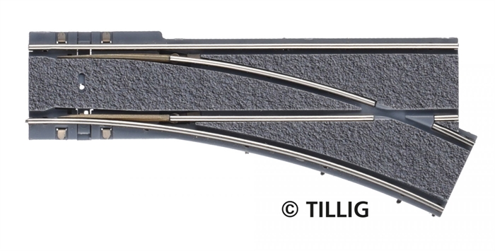 Tillig 87589 Sporskifte uden sveller, højre R250/25° H0
