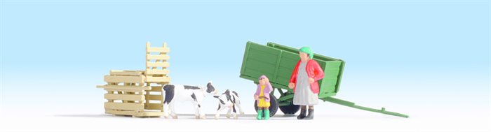 Noch 16652 Kalvetransport med tre figurer samt tilbehør, H0