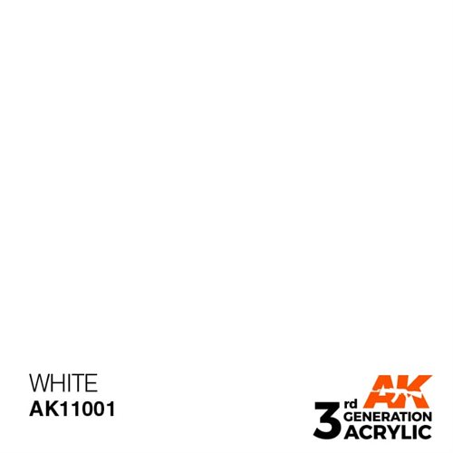 AK11001 Akryl maling, 17 ml, Hvid - intens