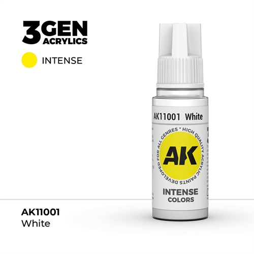 AK11001 Akryl maling, 17 ml, Hvid - intens