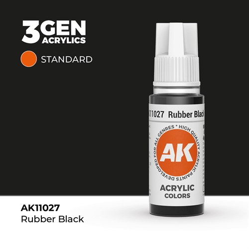 AK11027 Akryl maling, 17 ml, sort gummi - standard