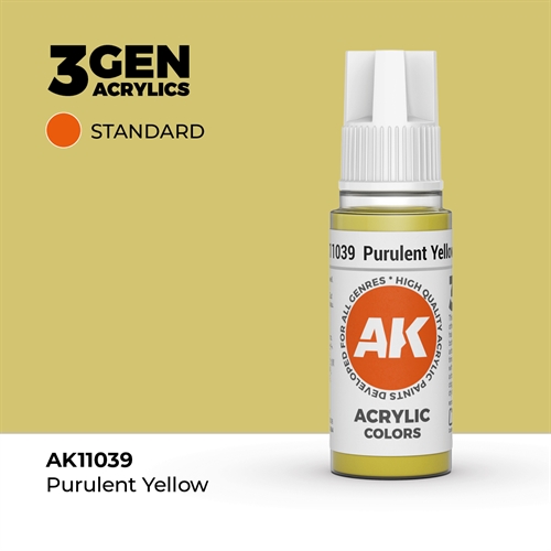 AK11039 Akryl maling, 17 ml, purulent gul - standard