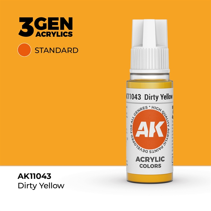 AK11043 Akryl maling, 17 ml, beskidt gul - standard