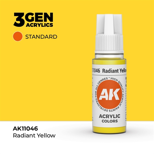 AK11046 Akryl maling, 17 ml, strålende gul - standard