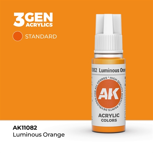 AK11082 Akryl maling, 17 ml, lysende orange - standard