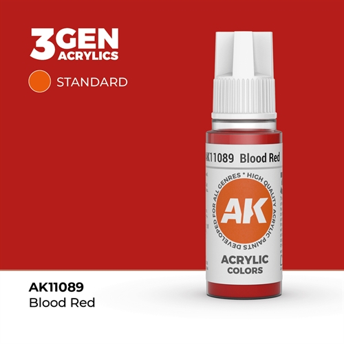 AK11089 Akryl maling, 17 ml, blod rød - standard