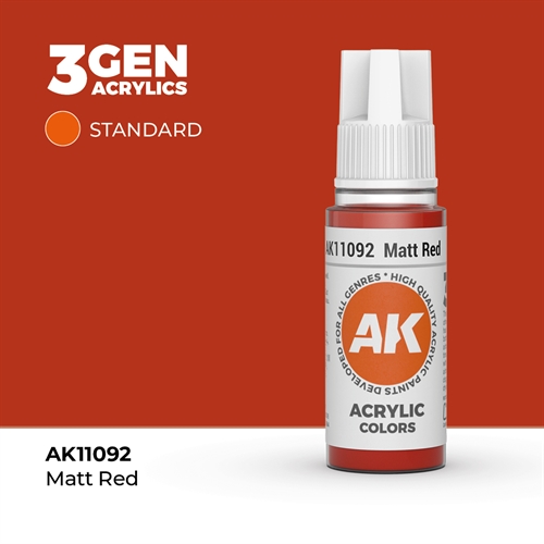 AK11092 Akryl maling, 17 ml, mat rød - standard