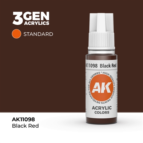 AK11098 Akryl maling, 17 ml, sort rød - standard