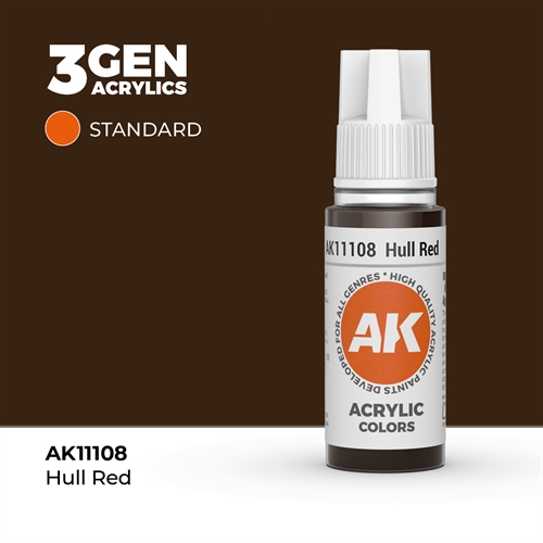 AK11108 Akryl maling, 17 ml, skrog rød - standard