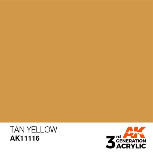 AK11116 Akryl maling, 17 ml, solbrændt gul  - standard