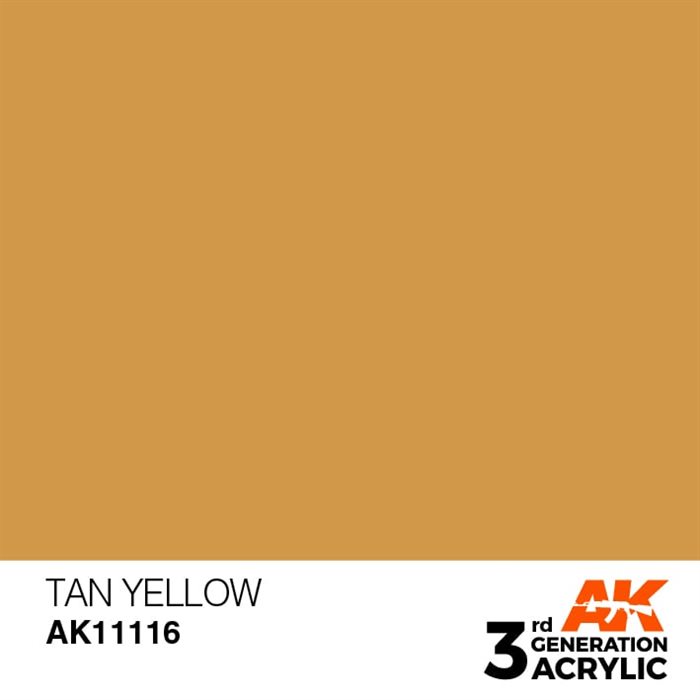 AK11116 Akryl maling, 17 ml, solbrændt gul  - standard