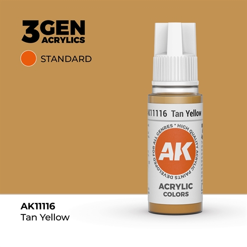 AK11116 Akryl maling, 17 ml, solbrændt gul  - standard