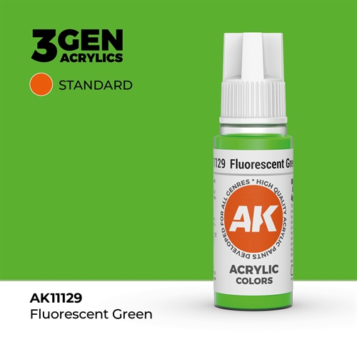 AK11129 Akryl maling, 17 ml, fluorescent grøn - standard