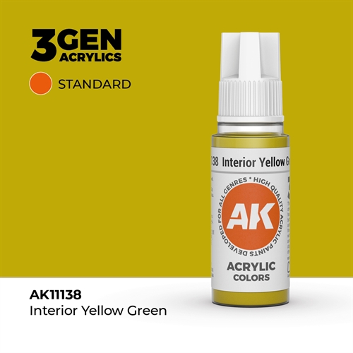 AK11138 Akryl maling, 17 ml, interiør gul-grøn - standard