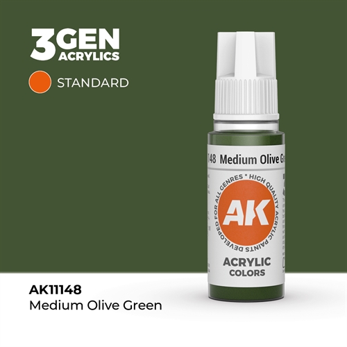 AK11148 Akryl maling, 17 ml, mellem oliven grøn - standard