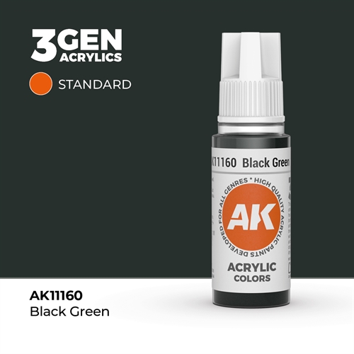AK11160 Akryl maling, 17 ml, sort-grøn - standard