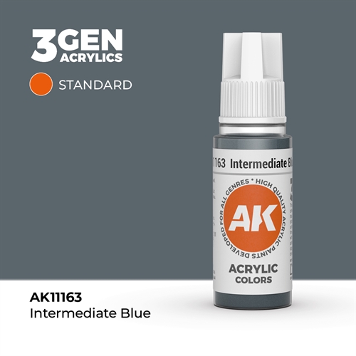 AK11163 Akryl maling, 17 ml, mellemliggende blå - standard