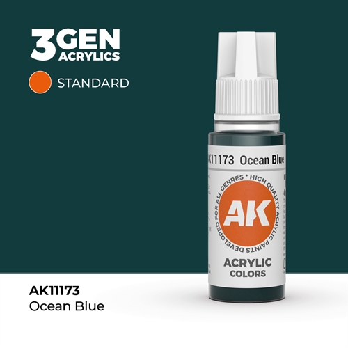 AK11173 Akryl maling, 17 ml, ocean blå - standard