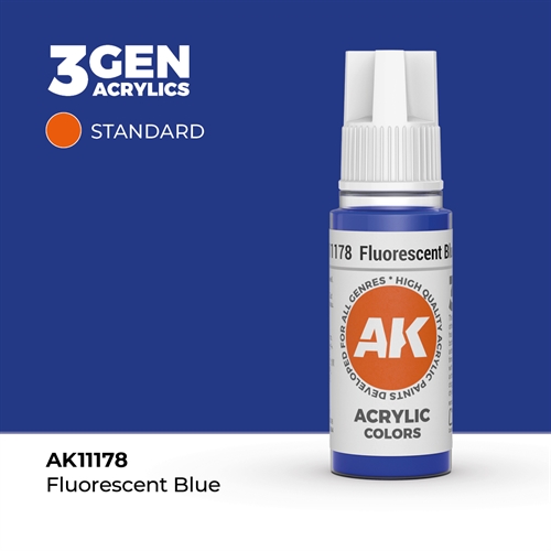 AK11178 Akryl maling,17 ml flourescent blå - standard