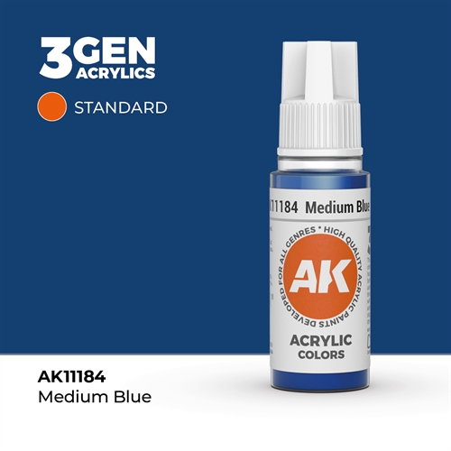 AK11184 Akryl maling, 17 ml, mellem blå - standard