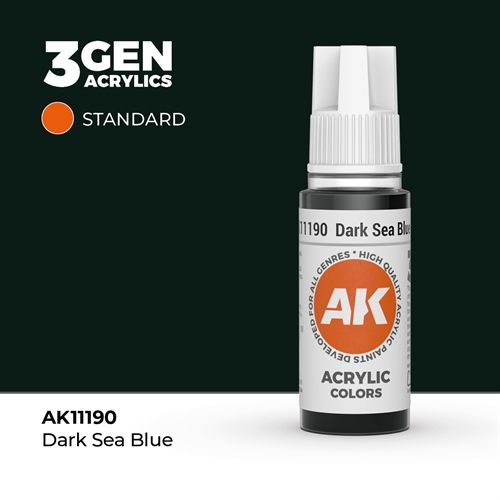 AK11190 Akryl maling, 17 ml, mørk sø blå - standard