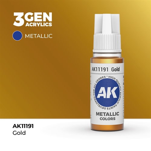AK11191 Akryl maling, 17 ml, guld - metallic