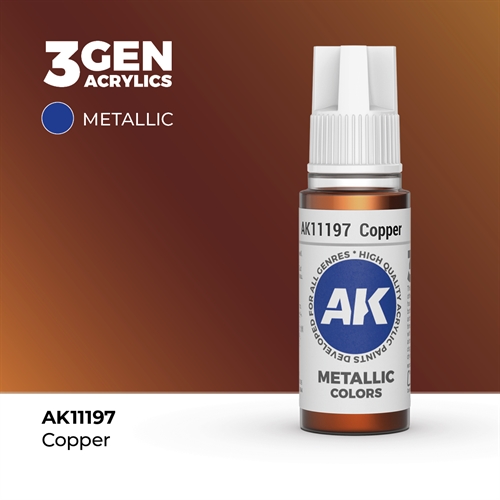 AK11197 Akryl maling, 17 ml, kobber - metallic
