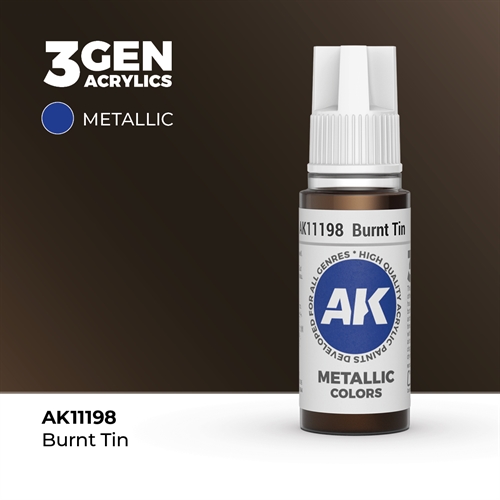 AK11198 Akryl maling, 17 ml, brændt tin - metallic