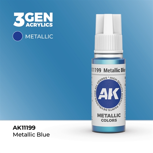 AK11199 Akryl maling, 17 ml, metallic blå - metallic