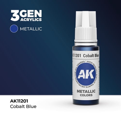 AK11201 Akryl maling, 17 ml, kobolt blå - metallic