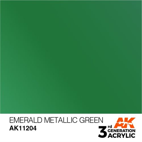 AK11204 Akryl maling, 17 ml, smaragd metallic grøn - metallic