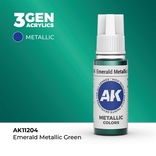 AK11204 Akryl maling, 17 ml, smaragd metallic grøn - metallic