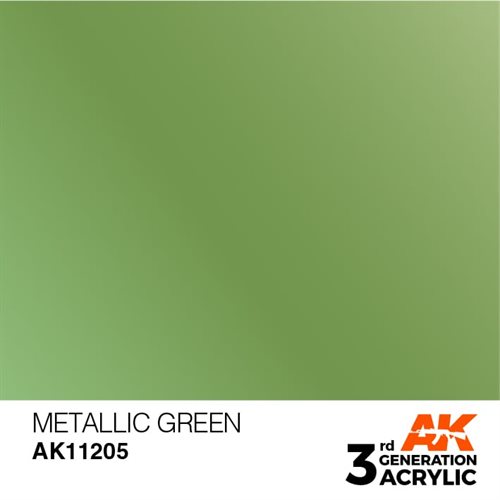 AK11205 Akryl maling, 17 ml, metallic grøn - metallic